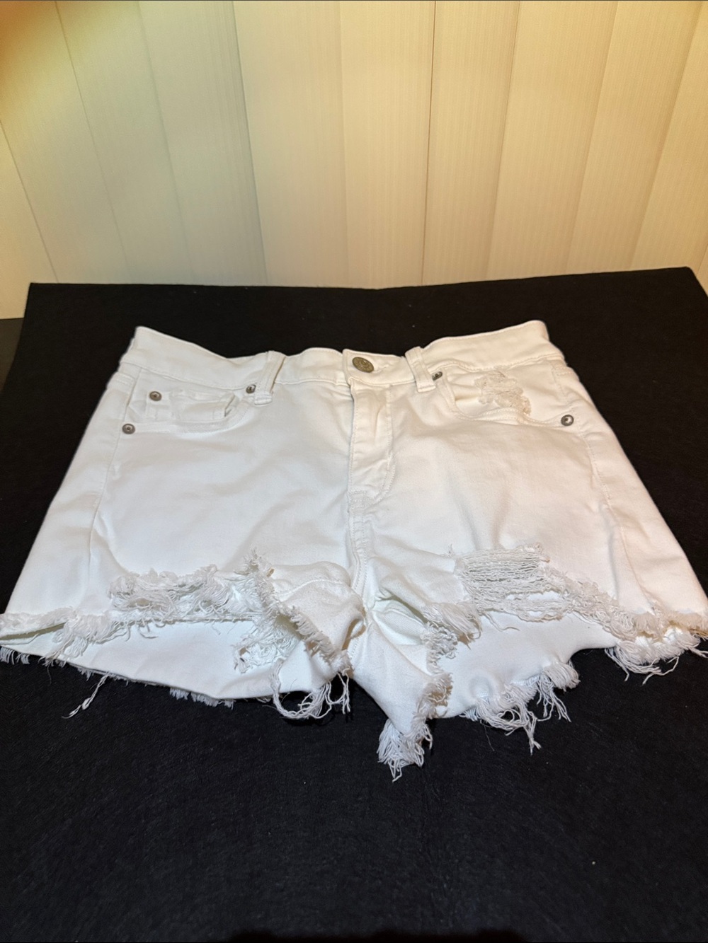 American Eagle Outfitters White Distressed Denim Cutoff Shorts